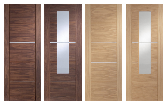 Contemporary Portici Internal Doors with aluminium strips