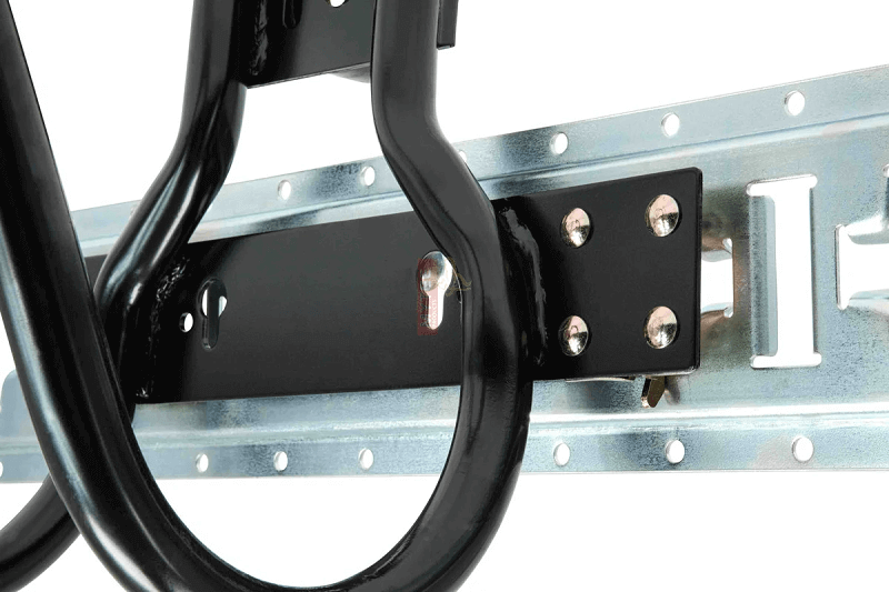 Motorcycle Wheel Chock Attached with Horizontal Galvanized Rail