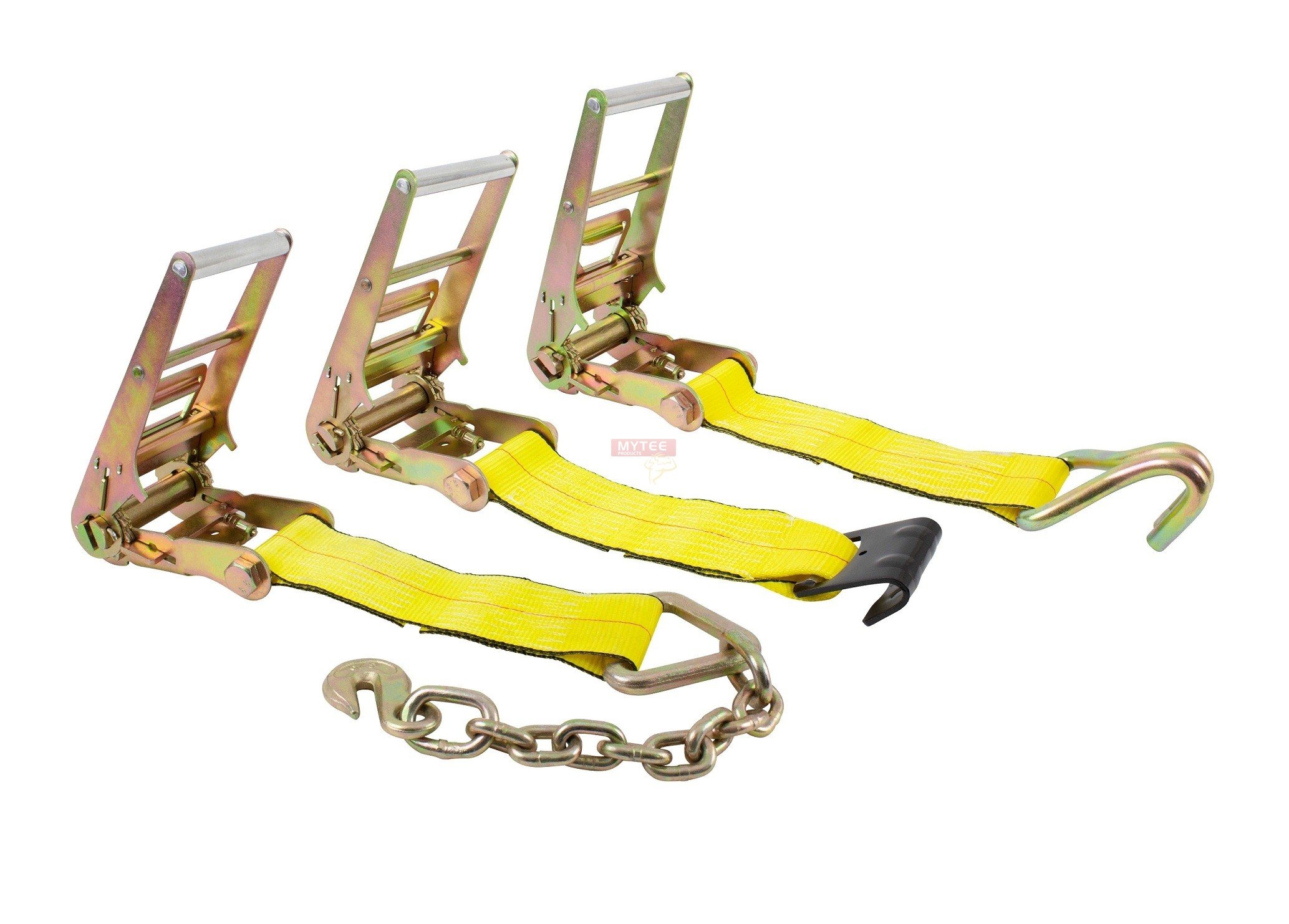 Ratchet straps with various hooks